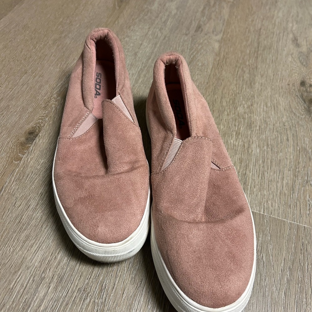 Soda Pink Suede Slip-On Sneakers